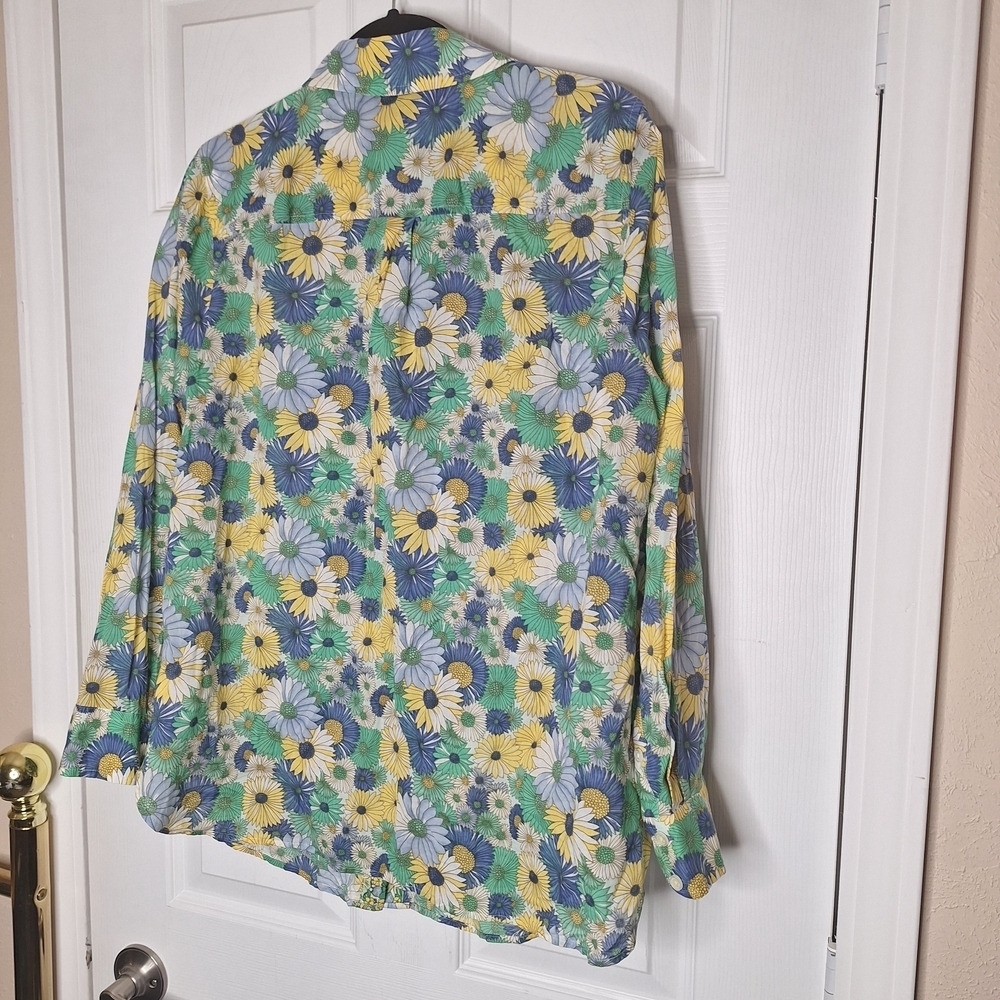 Talbots Cotton Button Front Shirt - Flower Power Size X - Picture 5 of 7